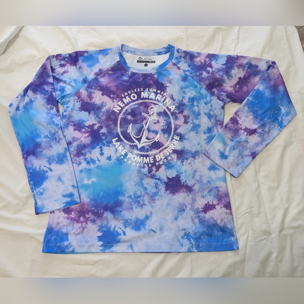LAGACI UPF 50+ Sun Protection Long Sleeve Shirt, Tie-dye Print NWOT